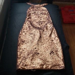 House of CB Bronze Backless Micro Sequin Mini Dress